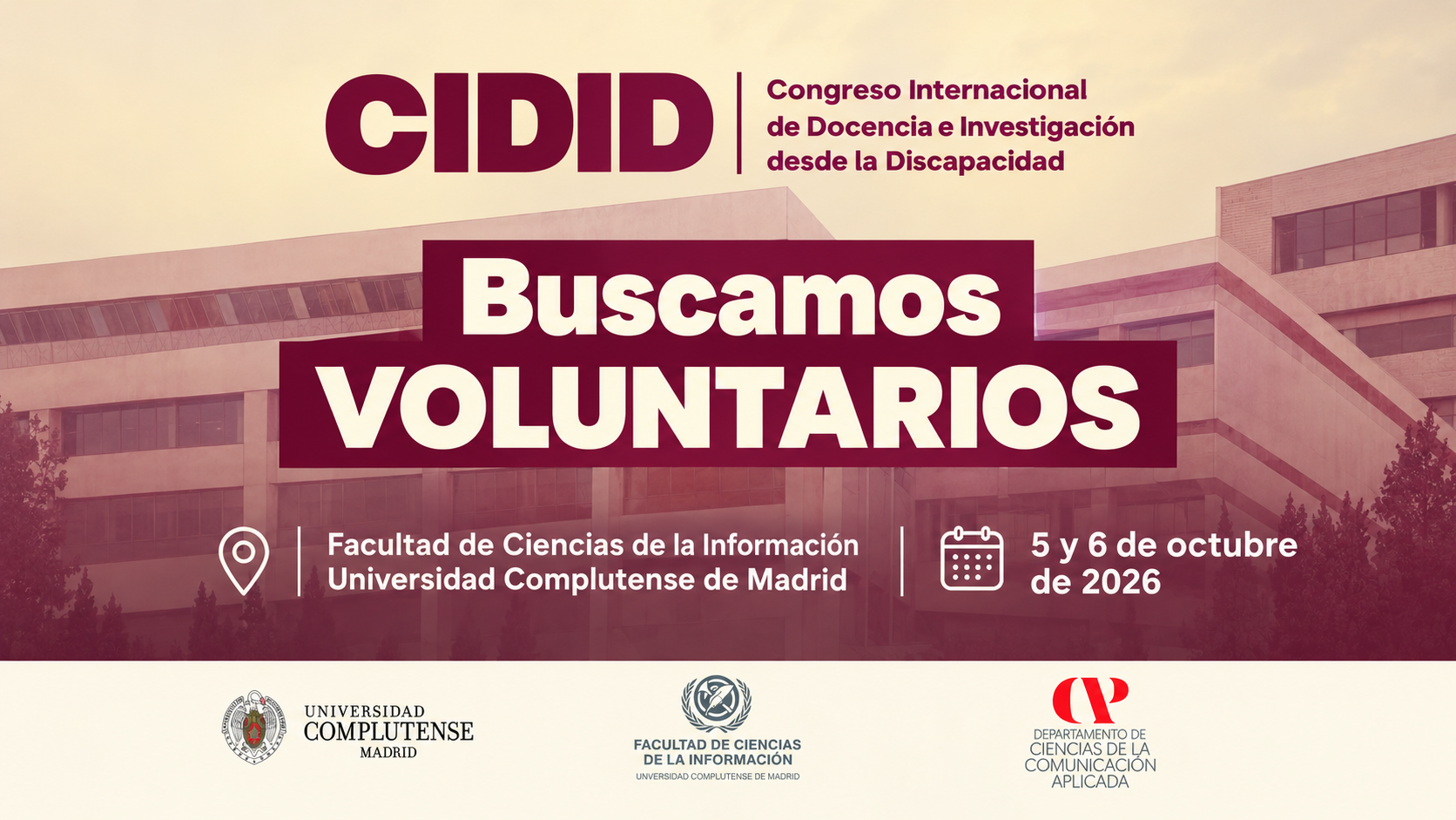 ¿TE SUMAS? BUSCAMOS PERSONAS VOLUNTARIAS PARA APOYAR EL CIDID